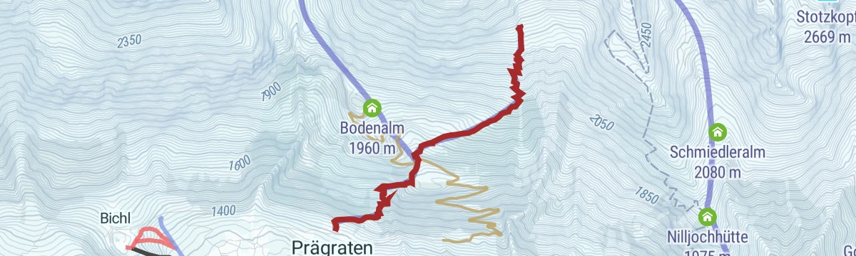 Route map: Skitour Wunalm 2.341m